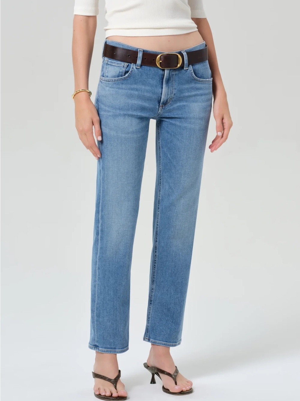 Citizens of Humanity Anissa Low Rise Straight Leg Jean Mid Blue Size 25 Stella